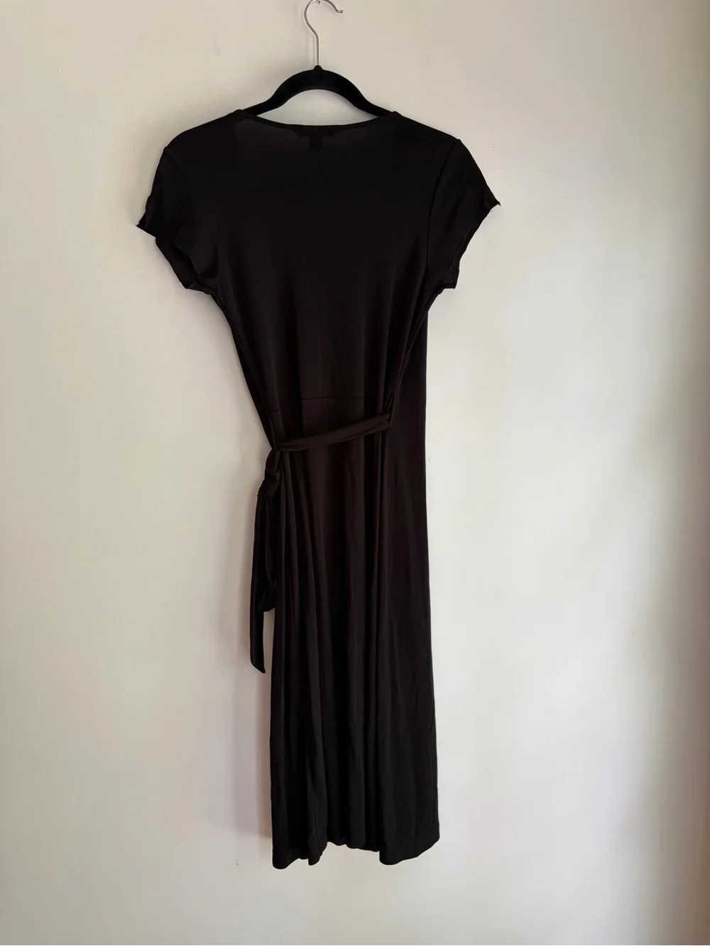 Banana Republic Black Short Sleeve Knit Wrap Dress Size S